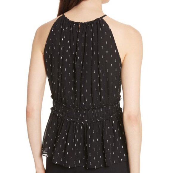 Joie Shawnette Metallic Silk Chiffon Halter Top - Picture 2 of 4